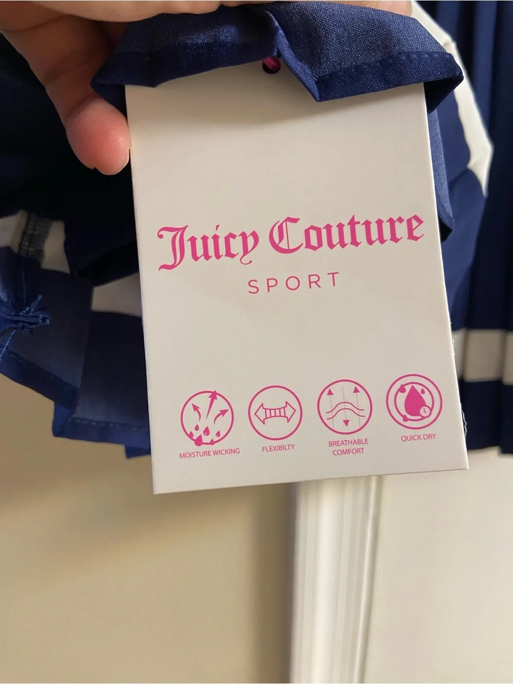 Juicy Couture Navy & White Sport Crop Tank with Pleated Skirt XL NWT